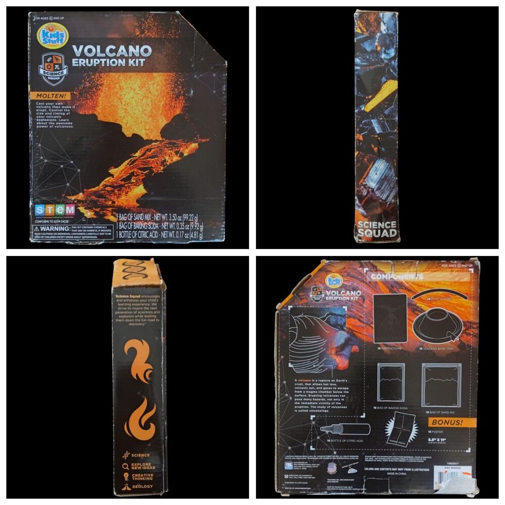 Kids Smart Science Squad Volcano Eruption Educational Experiment Kit *Complete